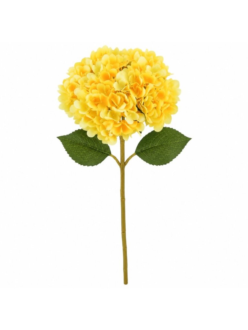 Lemon Yellow Artificial Hydrangea Stem 18 Inch Faux Silk Hydrangea 6 Inch Bloom